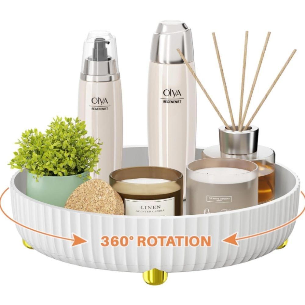 Amazon Bathroom or Kitchen Rotating Organizers and Storage White & Gold NWOT